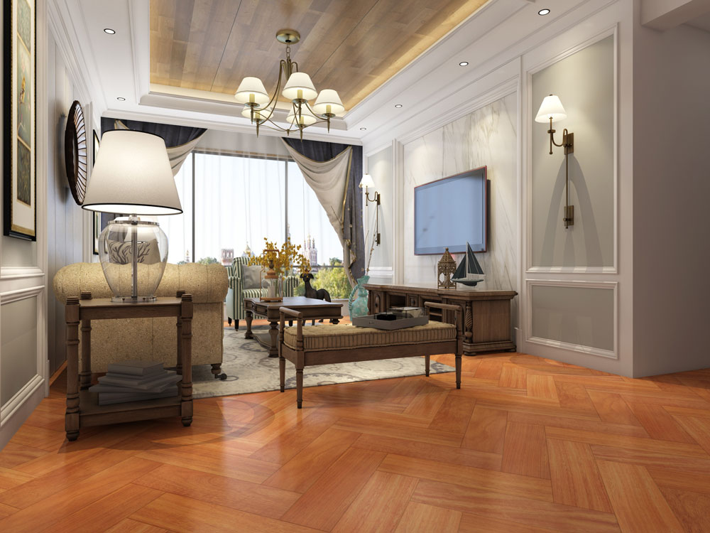 實(shí)木地暖地板-象耳豆SR8人字拼